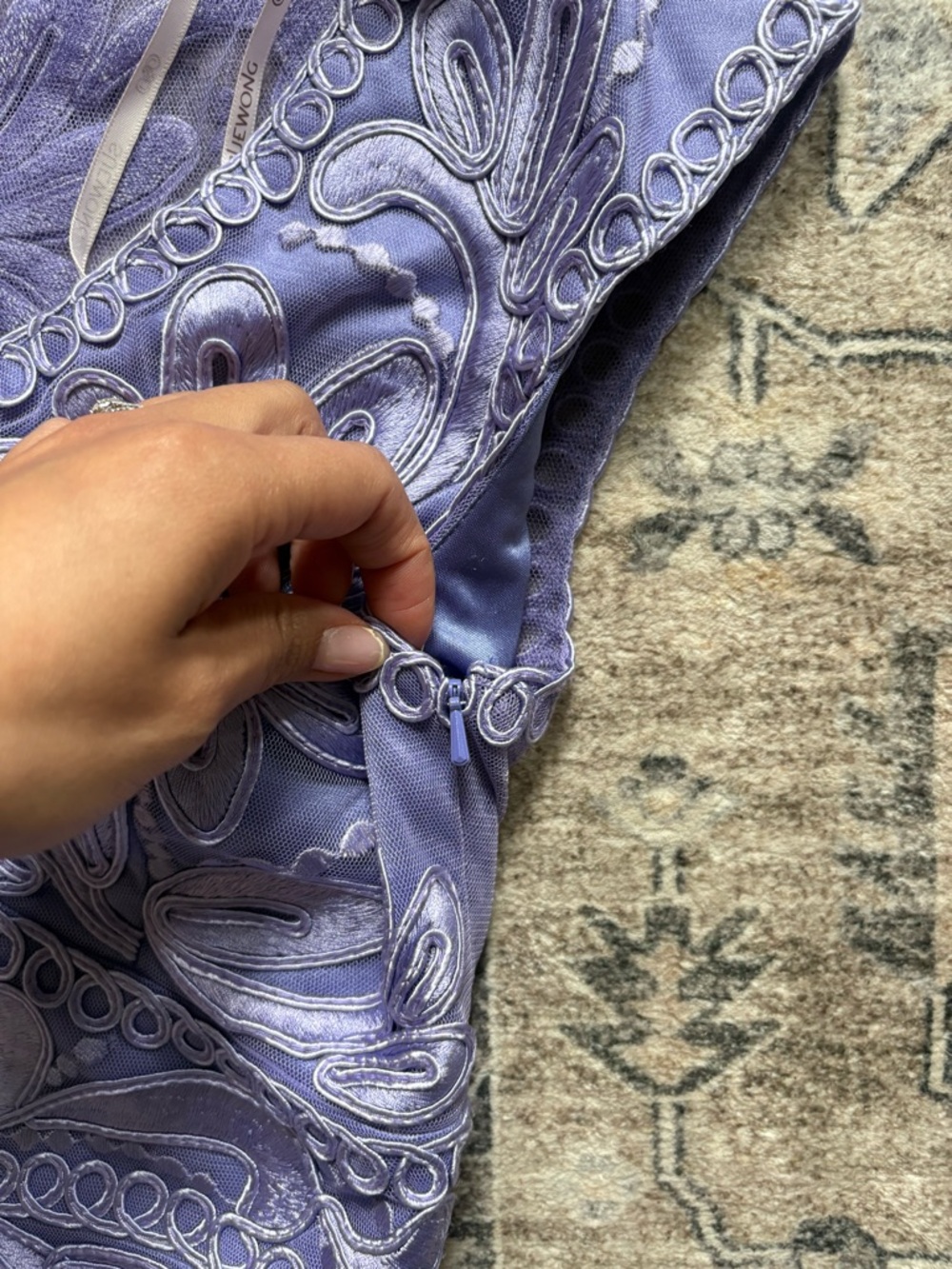 Vintage Y2K 90s Sue Wong purple cocktail dress intricate embroidery size 2 - Picture 4 of 12
